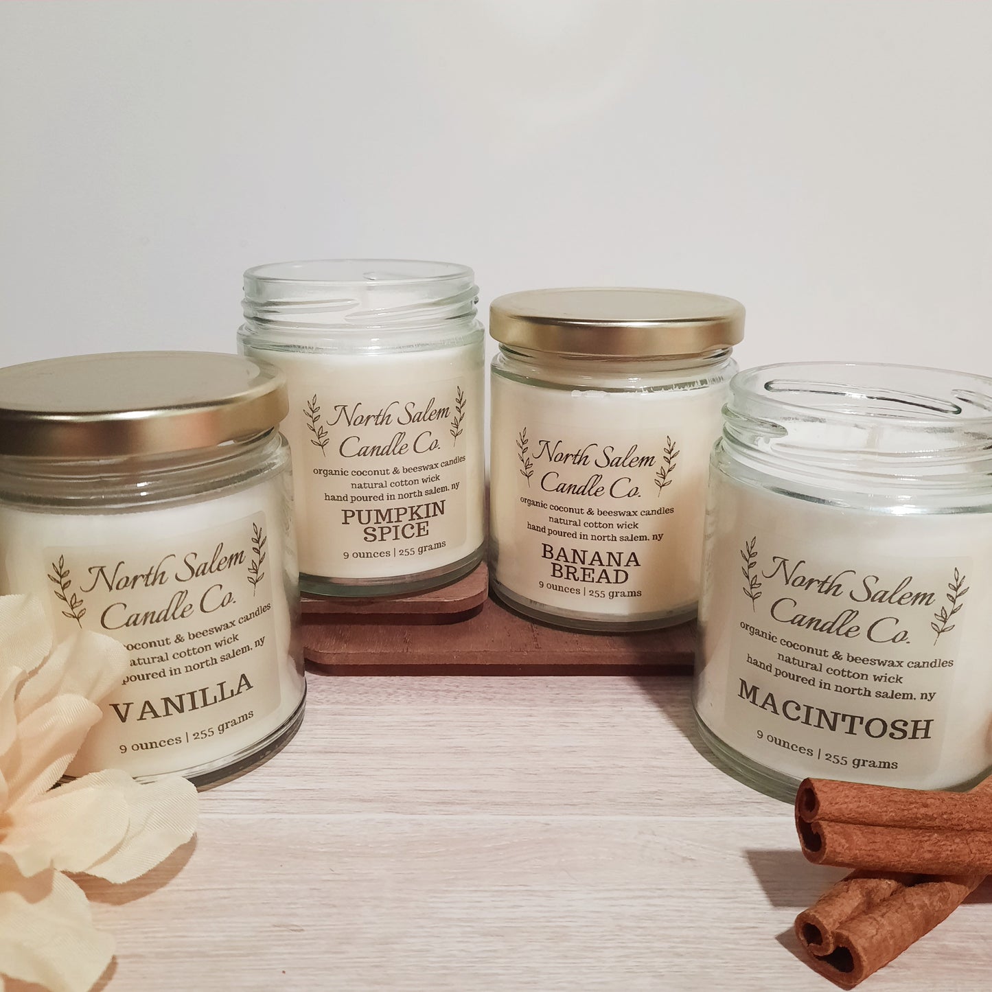 Fall Candles Bundle | 4-Pack Gift Set | Non-Toxic Organic Beeswax and Coconut Wax Candles